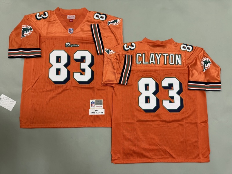 Men 2025 Miami Dolphins #83 Clayton orange Throwback Limited NFL Jersey style 001->miami dolphins->NFL Jersey